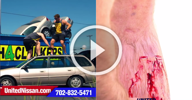 REPLAY! Forrest Griffin Destroys Car, And Leg, In Local Commercial Shoot