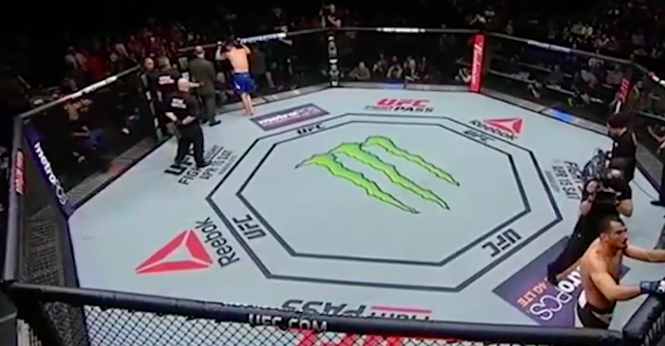 Chris Weidman's corner reacts to Gegard Mousasi stoppage