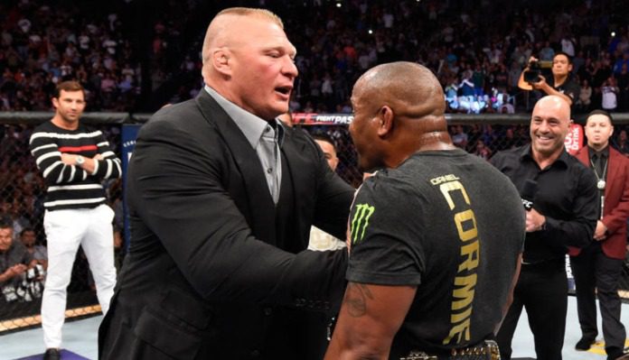 Brock Lesnar shoves Daniel Cormier