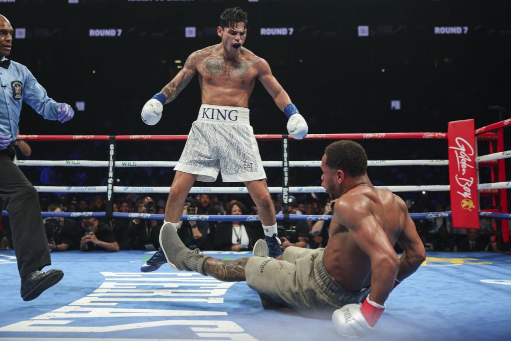 Ryan Garcia knocks down Devin Haney