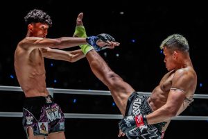 Superlek Kiatmoo9 kicks Nabil Anane