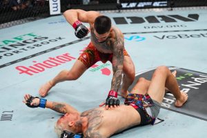Ilia Topuria knocks out Charles Oliveira at UFC 317 in Las Vegas
