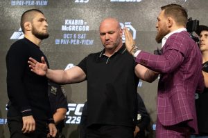 Khabib Nurmagomedov and Conor McGregor staredown