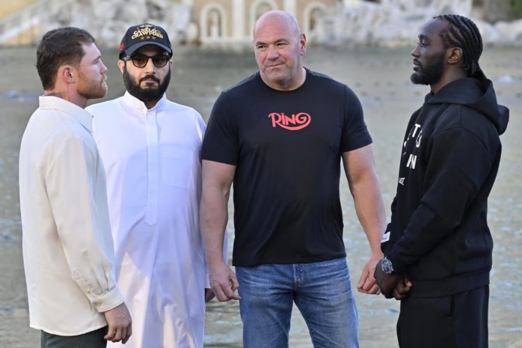 Canelo Alvarez and Terence Crawford staredown