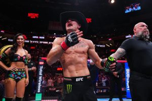 Diego Lopes celebrates Noche UFC win