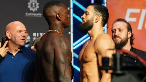 Israel Adesanya and Nassourdine Imavov face off at the UFC Saudi Arabia weigh-in