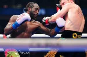 Terence Crawford lands body punch on Canelo Alvarez
