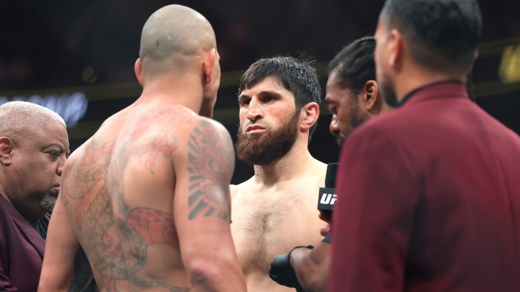 Alex Pereira and Magomed Ankalaev face off just minutes before their fight at UFC 320