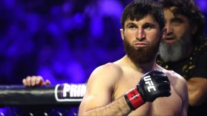 Magomed Ankalaev enters the Octagon for his fight against Alex Pereira at UFC 320
