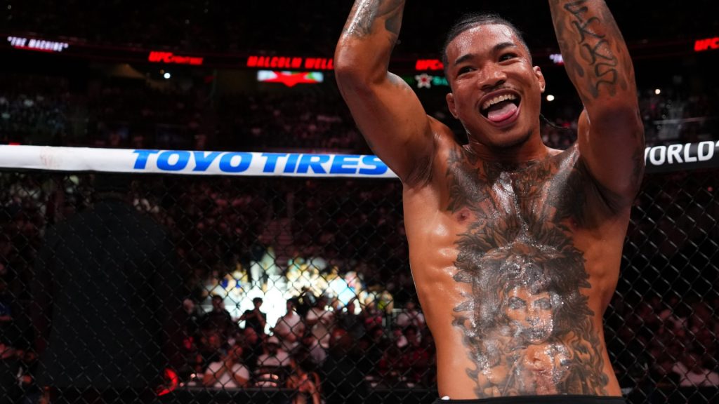 Malcolm Wellmaker celebrates after a knockout win at UFC Atlanta
