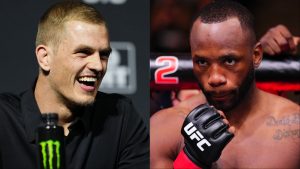 Ian Machado Garry appears at the UFC 310 press conference, opposite Leon Edwards in the cage at UFC London