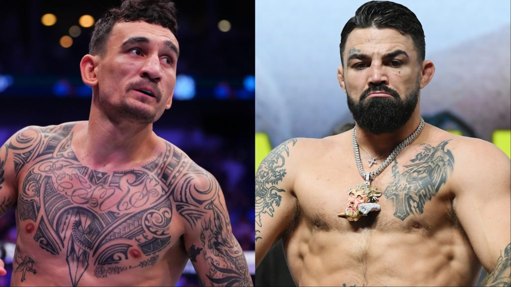 Max Holloway enters the Octagon for his fight against Dustin Poirier at UFC 318, opposite Mike Perry at the weigh-ins for his fight with Jake Paul