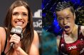 Mackenzie Dern answers a question during the UFC 273 press conference, opposite Zhang Weili in the Octagon at UFC 312