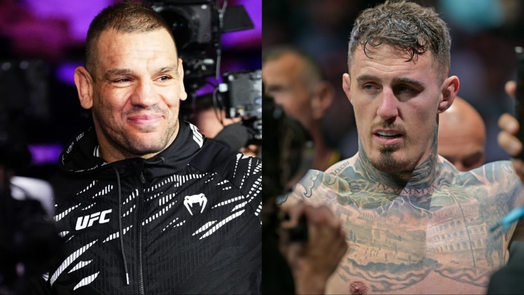 Ante Delija walks to the Octagon for his fight at UFC Paris, opposite Tom Aspinall in the cage at UFC 321