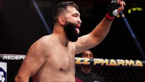 Andrei Arlovski enters the Octagon for his fight at UFC 303 in Las Vegas