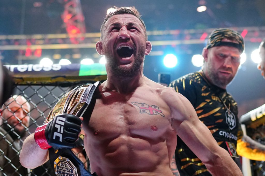 Merab Dvalishvili UFC title defense celebration