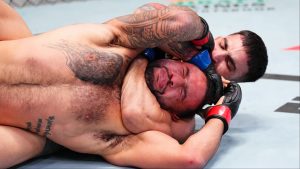 Isaac Dulgarian gets submitted with a choke at UFC Vegas 110