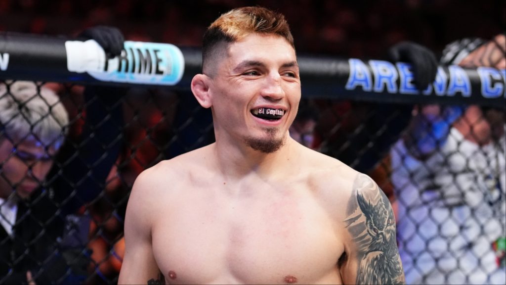 Vince Morales enters the Octagon for his fight against Raul Rosas Jr. at UFC Mexico