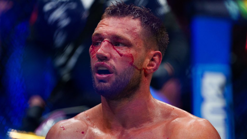 Reinier de Ridder reacts following a loss to Brendan Allen at UFC Vancouver