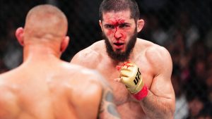 Islam Makhachev and Dustin Poirier fight at UFC 302