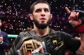 Islam Makhachev celebrates after a title win at UFC 311