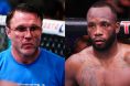 Chael Sonnen on the set of The Ultimate Fighter, opposite Leon Edwards in the cage at UFC London