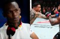 Israel Adesanya speaks with a reporter at UFC Saudi Arabia, opposite Carlos Prates KOing Leon Edwards at UFC 322
