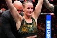 Valentina Shevchenko celebrates after he win at UFC 322
