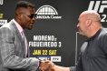 Dana White and Francis Ngannou exchange greetings at the UFC 270 press conference