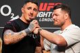 Tom Aspinall speaks with Michael Bisping at the UFC London ceremonial weigh-in
