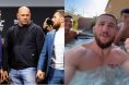 Merab Dvalishvili faces off with Umar Nurmagomedov, opposite Dvalishvili in a jacuzzi