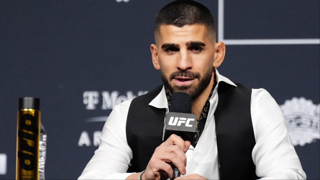 Ilia Topuria appears at a UFC 317 press conference