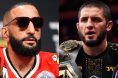 Belal Muhammad appears at the UFC 315 press conference, opposite Islam Makhachev after his win at UFC 322