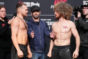 Petr Yan and Merab Dvalishvili staredown