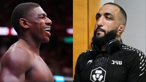 Joaquin Buckley enters the Octagon at UFC Atlanta, opposite Belal Muhammad in the locker room at UFC Qatar