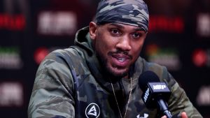 Anthony Joshua speaks at a pre-fight press conference