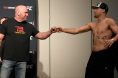 Dana White and Justin Gaethje fist bump at the UFC 249 ceremonial weigh-in