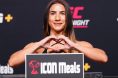 Tecia Pennington poses on the scale ahead of a fight at the UFC Meta Apex