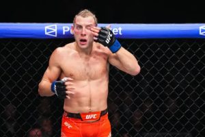 Paddy Pimblett wipes eye at UFC 324