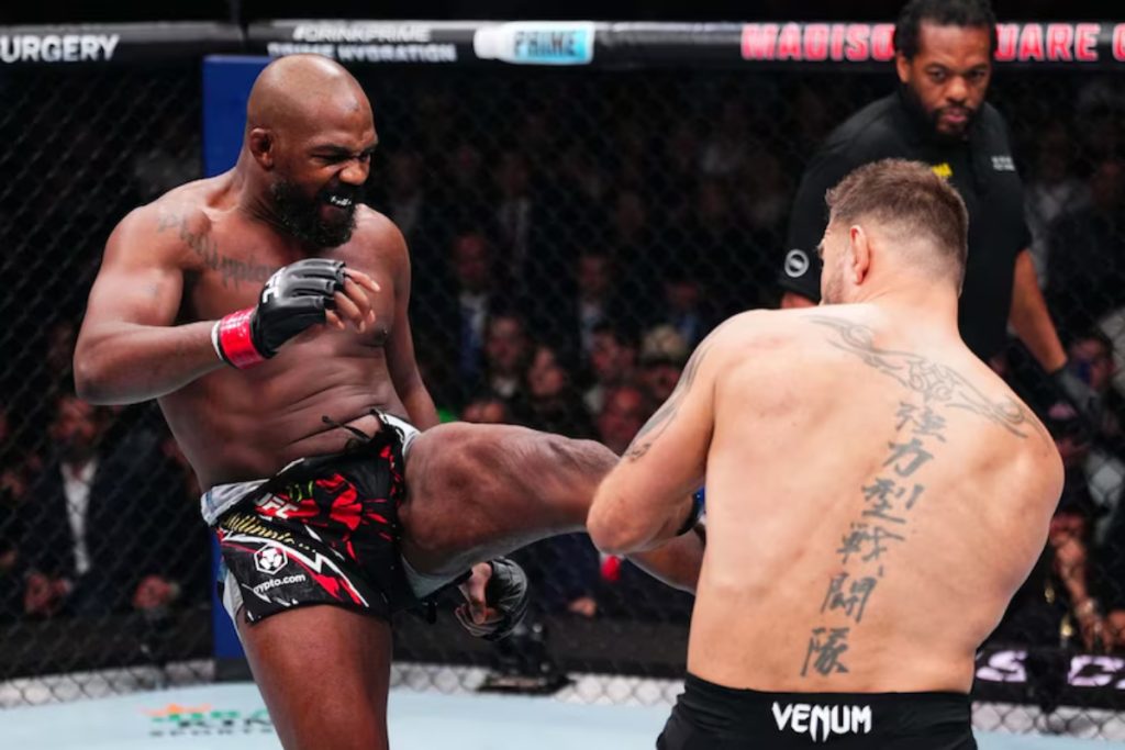 Jon Jones Kicks Stipe Miocic at UFC 309