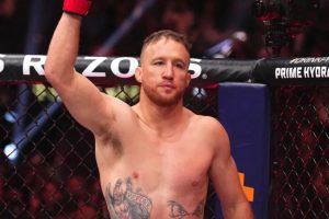Justin Gaethje enters the UFC Octagon