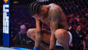 Vinicius Oliveira enters the Octagon for his fight at UFC Saudi Arabia