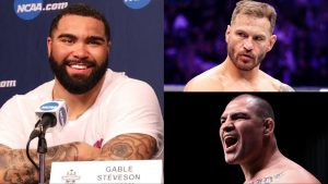 Gable Steveson, Stipe Miocic, and Cain Velasquez