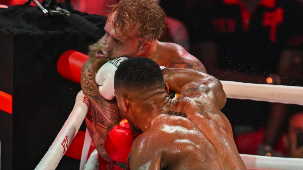 Anthony Joshua punches Jake Paul