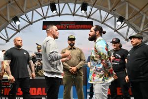 Nate Diaz and Jorge Masivdal staredown