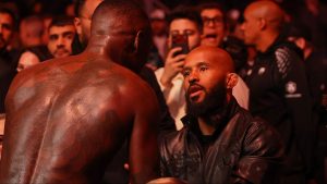 Israel Adesanya and Demetrious Johnson at UFC Seattle