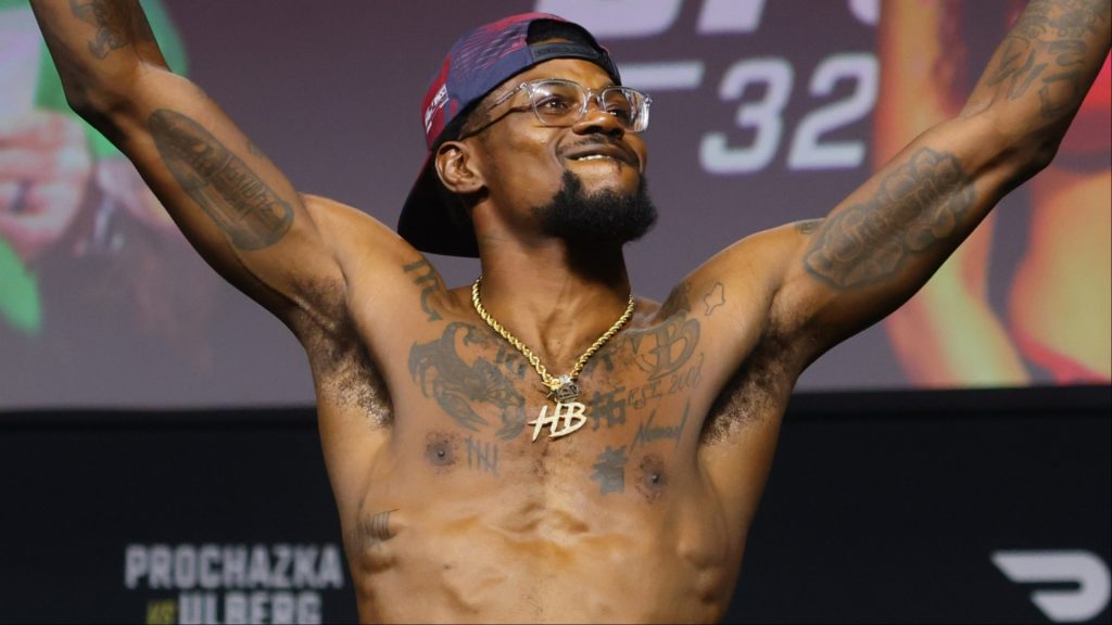 Kevin Holland at the UFC 327 ceremonial weigh-in