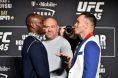 Kamaru Usman and Colby Covington face off during UFC presser