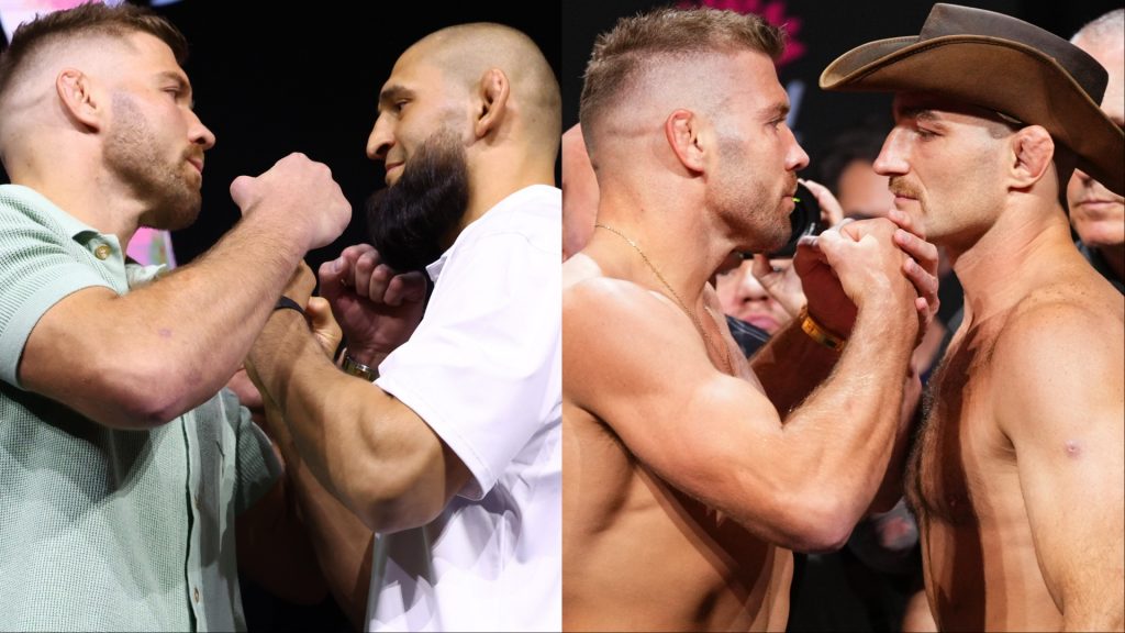 Dricus du Plessis faces off with Khamzat Chimaev and Sean Strickland