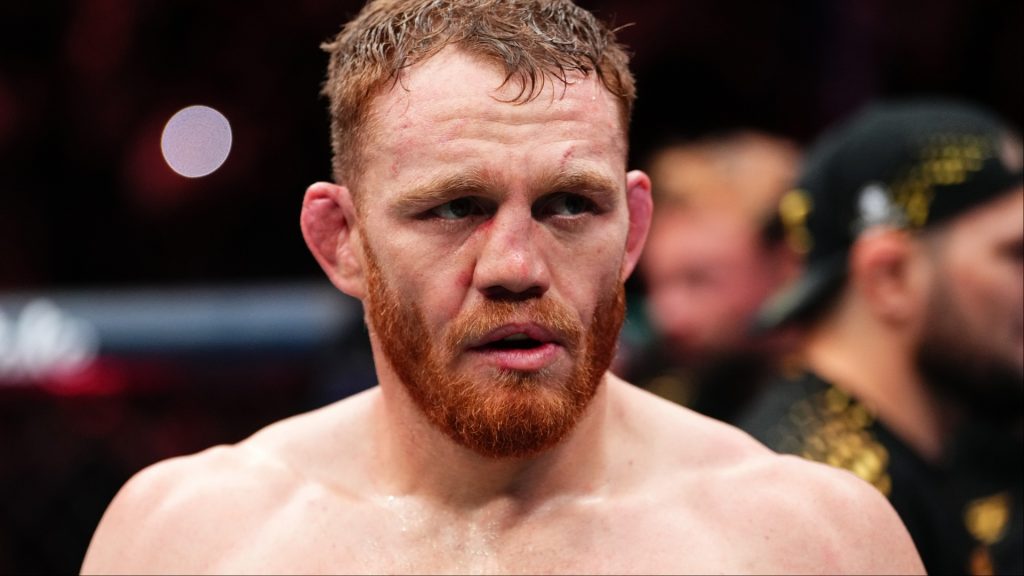 Jack Della Maddalena reacts after a loss at UFC 322